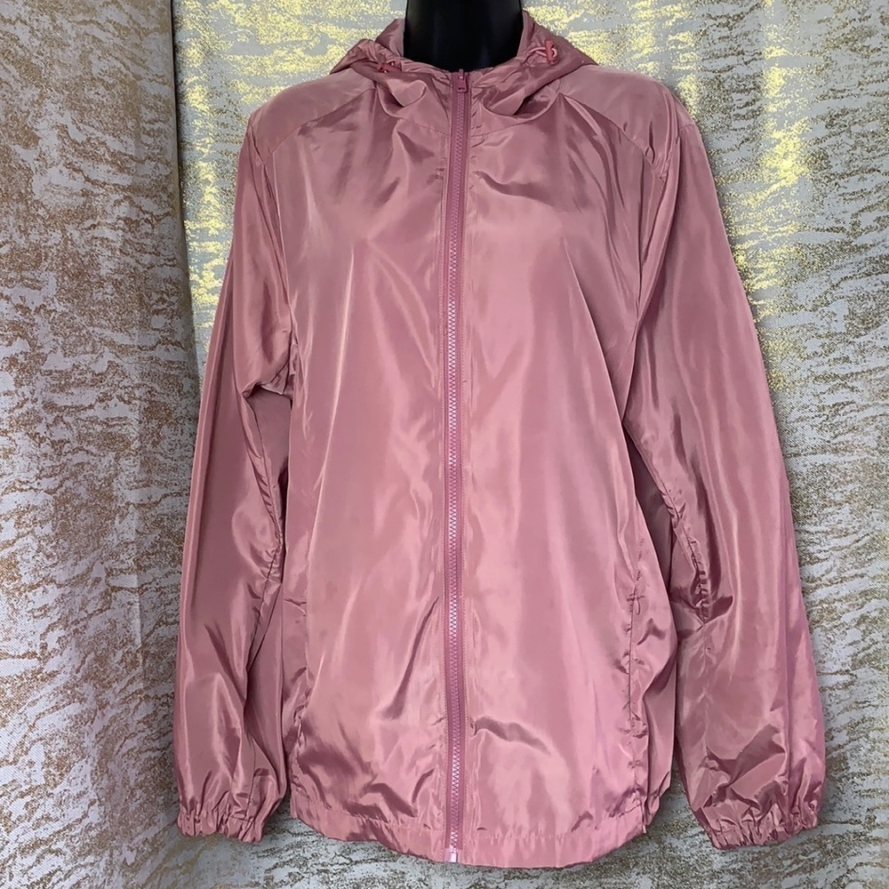 DAISY Rose Pink Blush Windbreaker Womenโs Jacket Size XL - Picture 2 of 14
